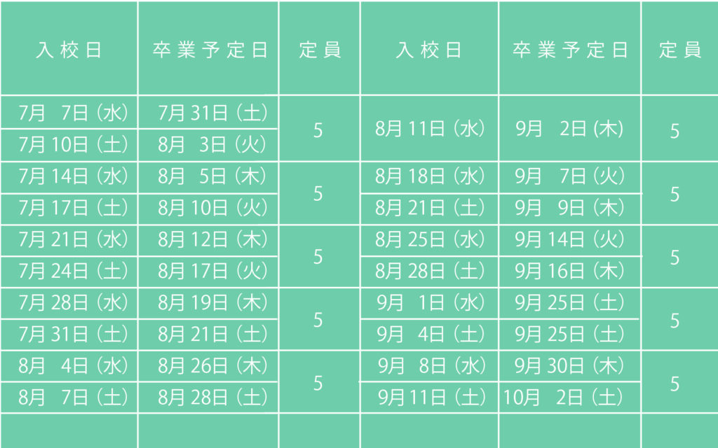 夏休みカレンダー