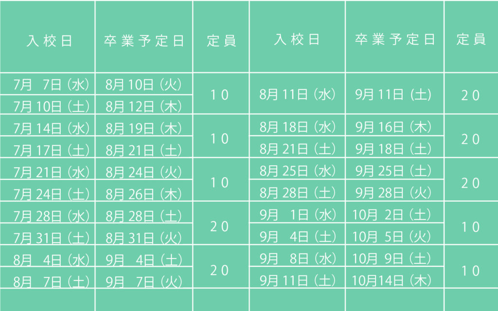夏休みカレンダー